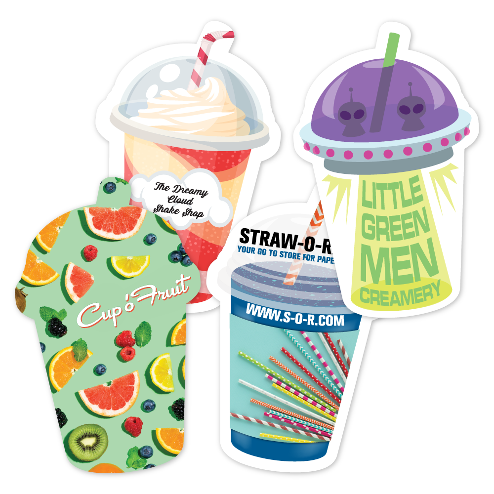 Custom Plastic 3.375" x 2.125" Smoothie Cup Cards