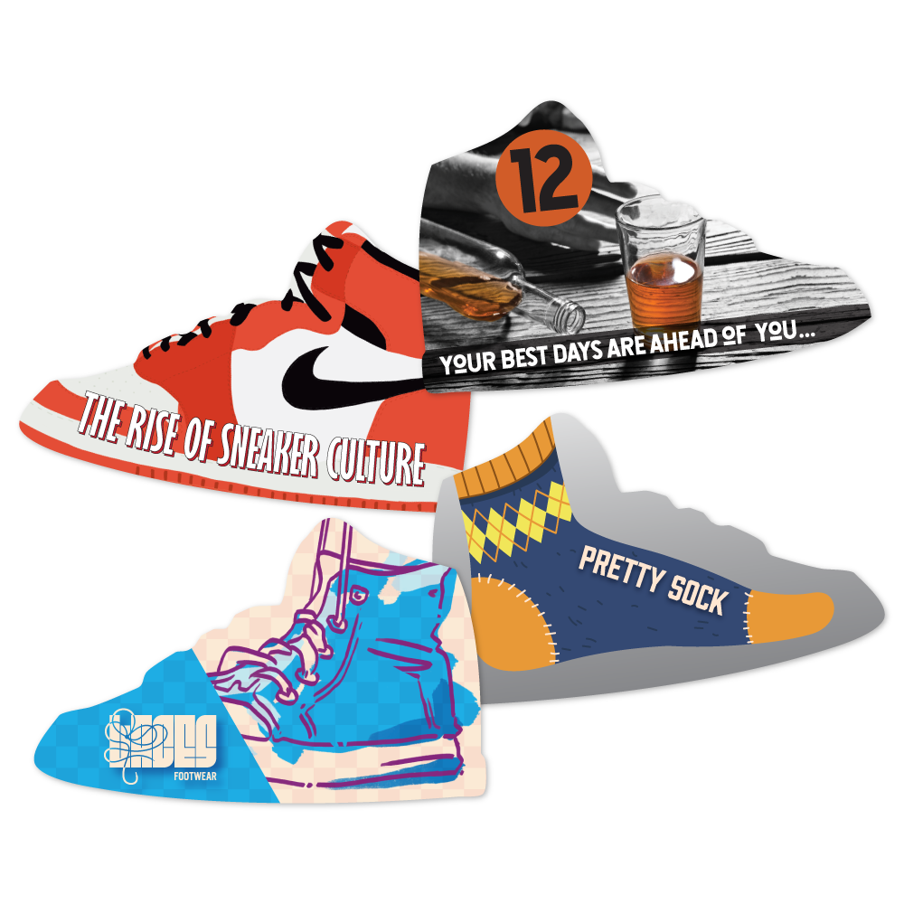 Custom Plastic 3.375" x 2.125" Shoe Shape Cards