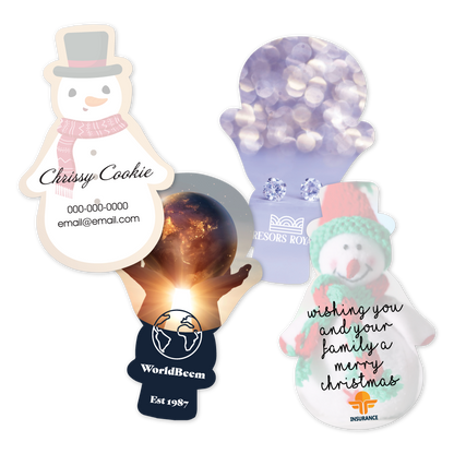 Custom Plastic 3.375" x 2.125 Snowman Shape Cards