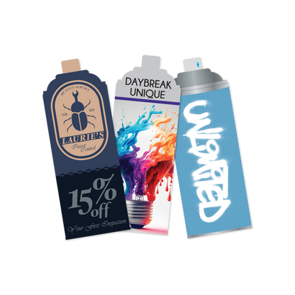 Custom Plastic 3.375" x 1.25" Spray Can Shape Cards
