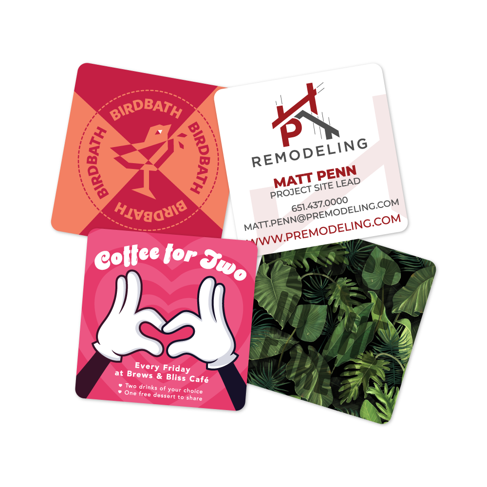 Custom Plastic 2.125" x 2.125" Small Square Cards