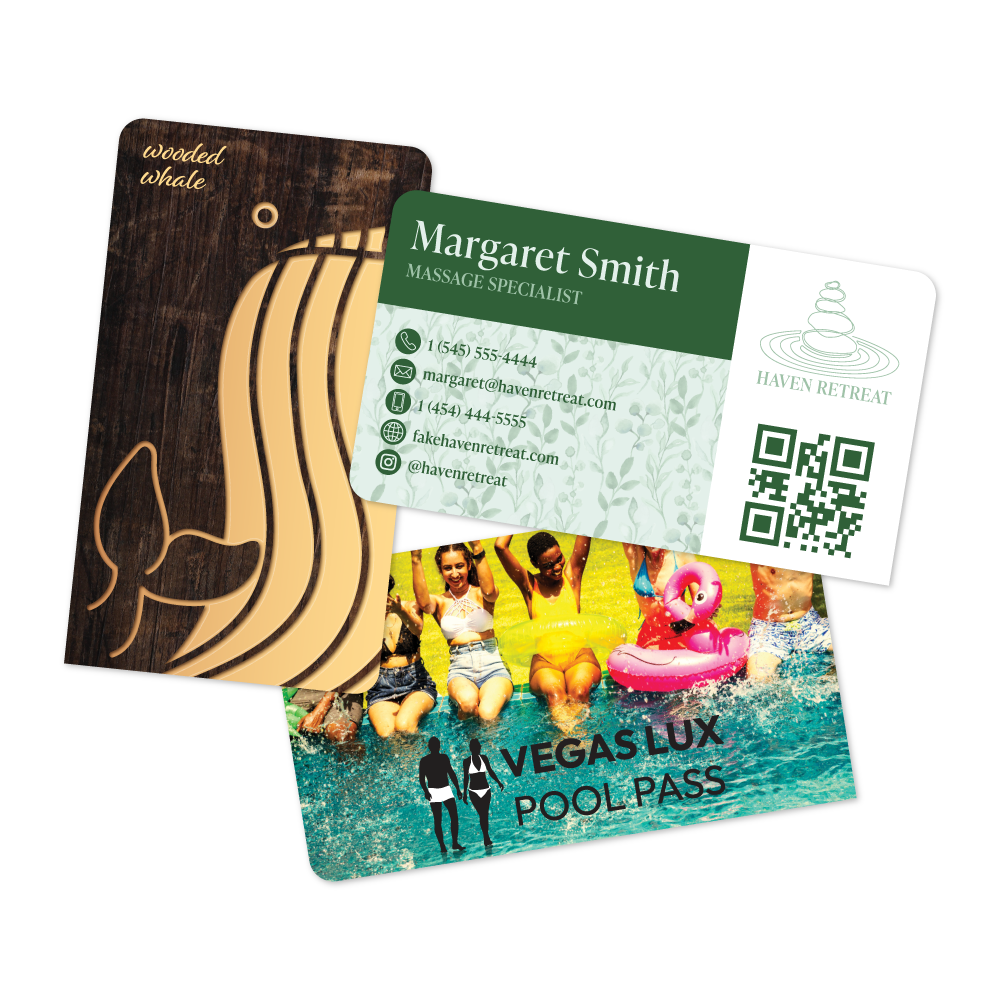 Custom Plastic 3.5" x 2" 1 Pointed Corner Cards