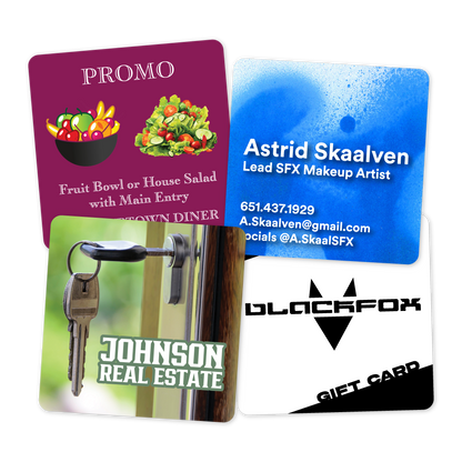 Custom Plastic 2.25" x 2.25" Square Cards