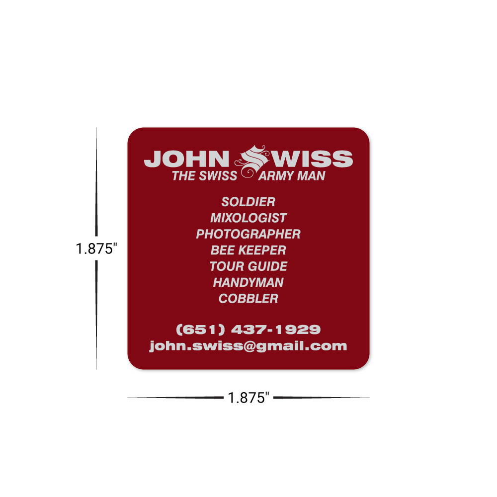 Custom Plastic 1.875" x 1.875" Square Cards