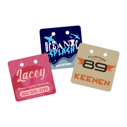 Custom Plastic 2" x 2" Square with Two Holes Tags