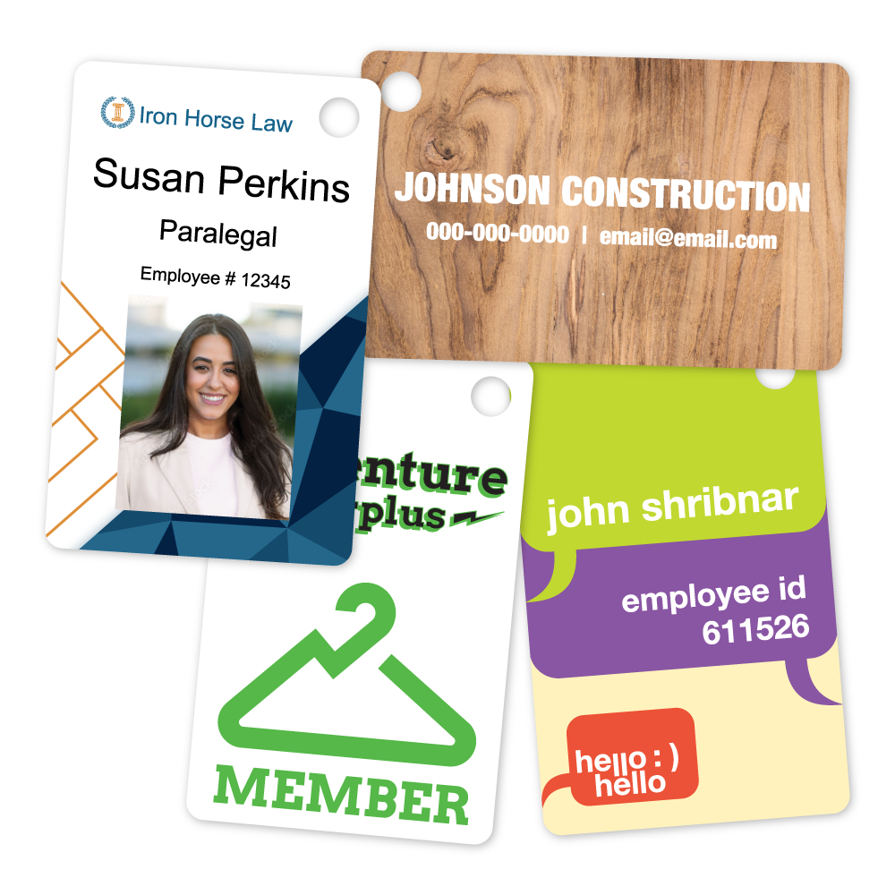 Custom Plastic 3.375" x 2.125" Cards with Corner Hole