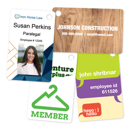 Custom Plastic 3.375" x 2.125" Cards with Corner Hole
