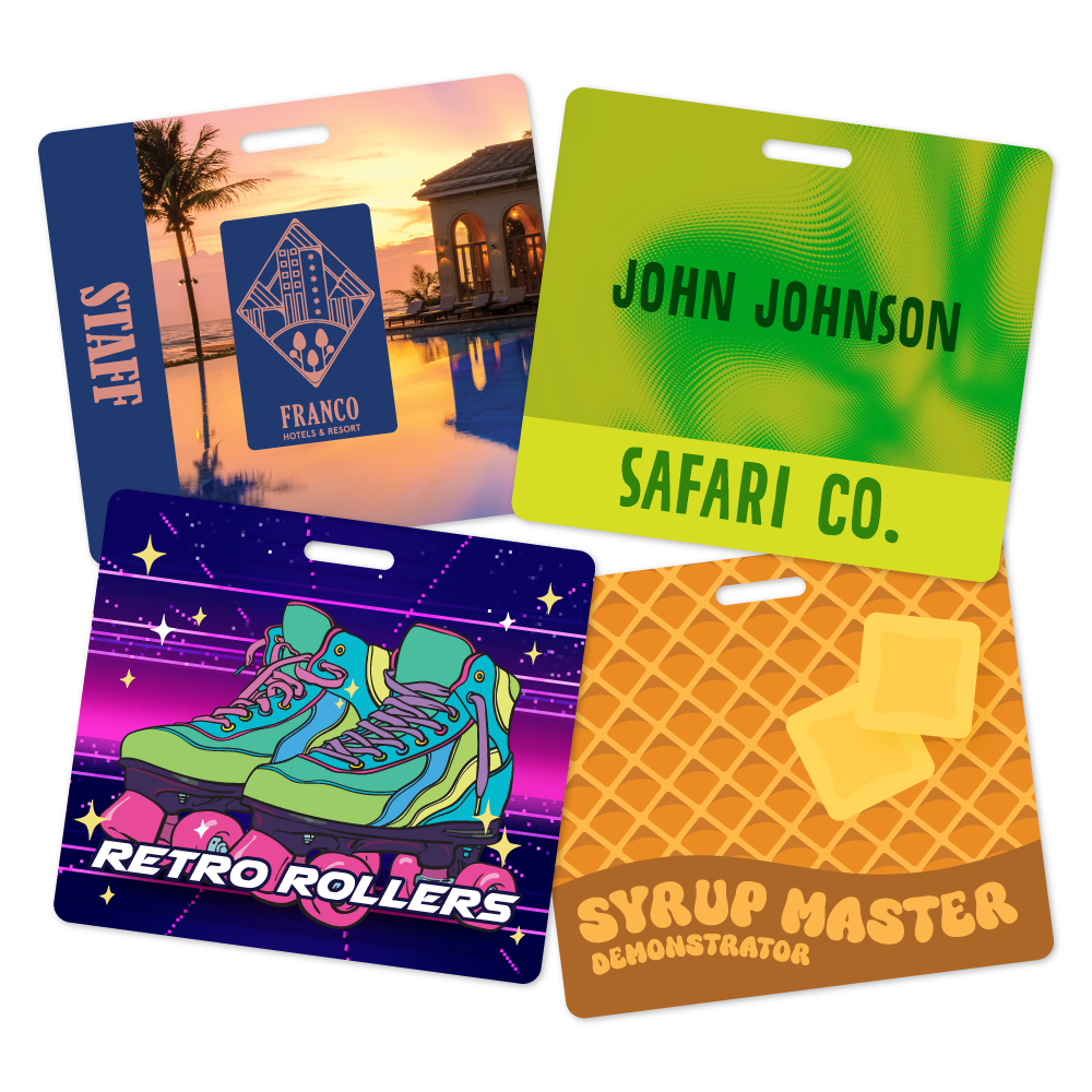 Custom Plastic 3.375" x 3" Square Badges