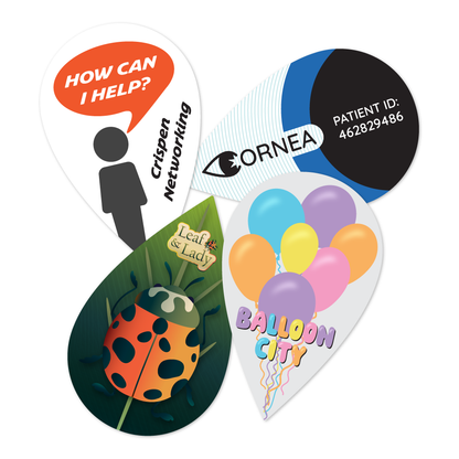 Custom Plastic 3.375" x 2.125" Tear Drop Shape Cards