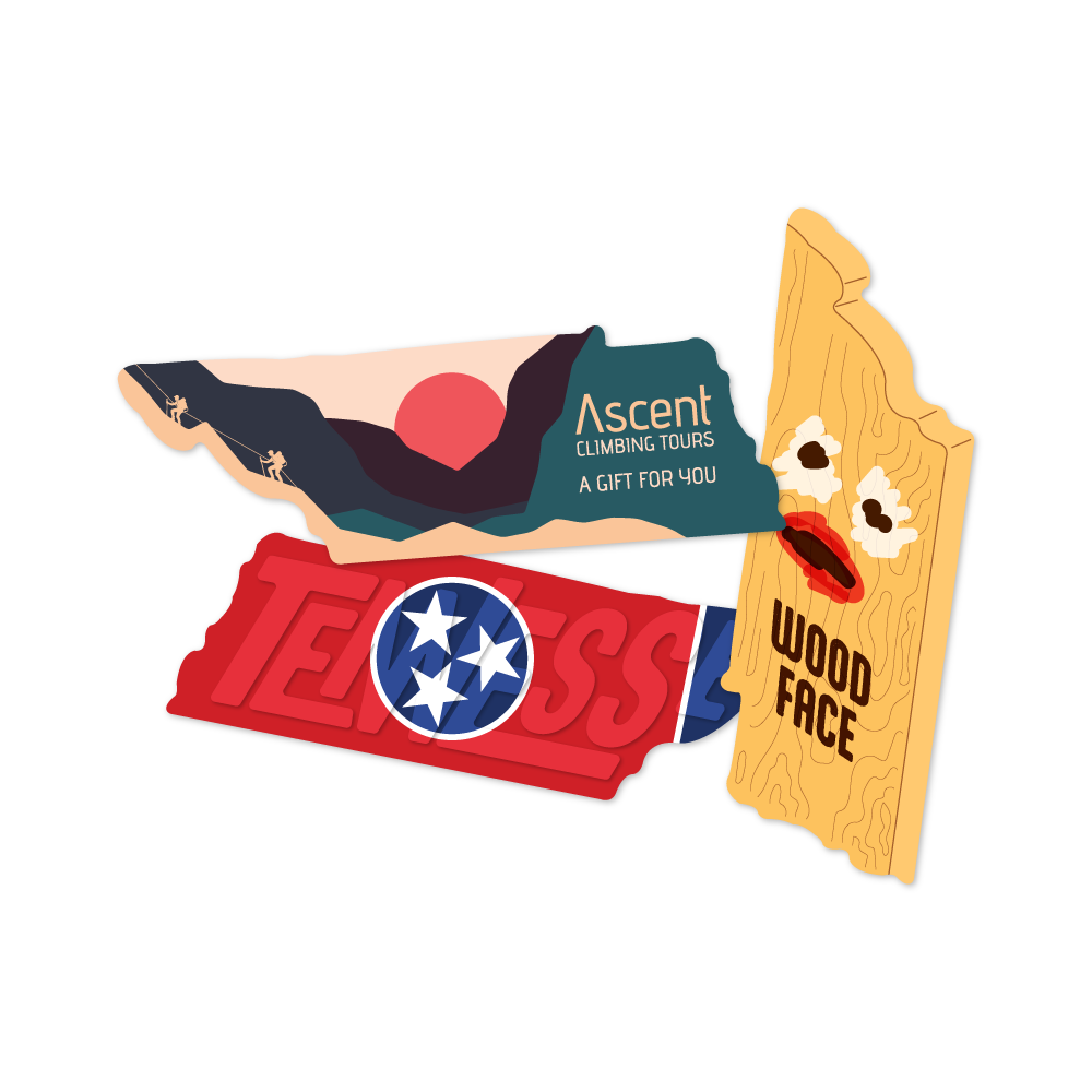 Custom Plastic 3.375" x 1.125" Tennessee Shape Cards