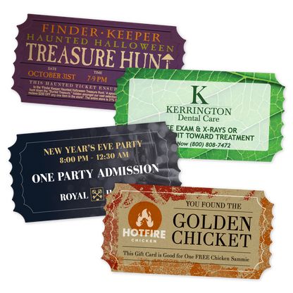 Custom Plastic 3.375" x 1.75" Ticket Cards