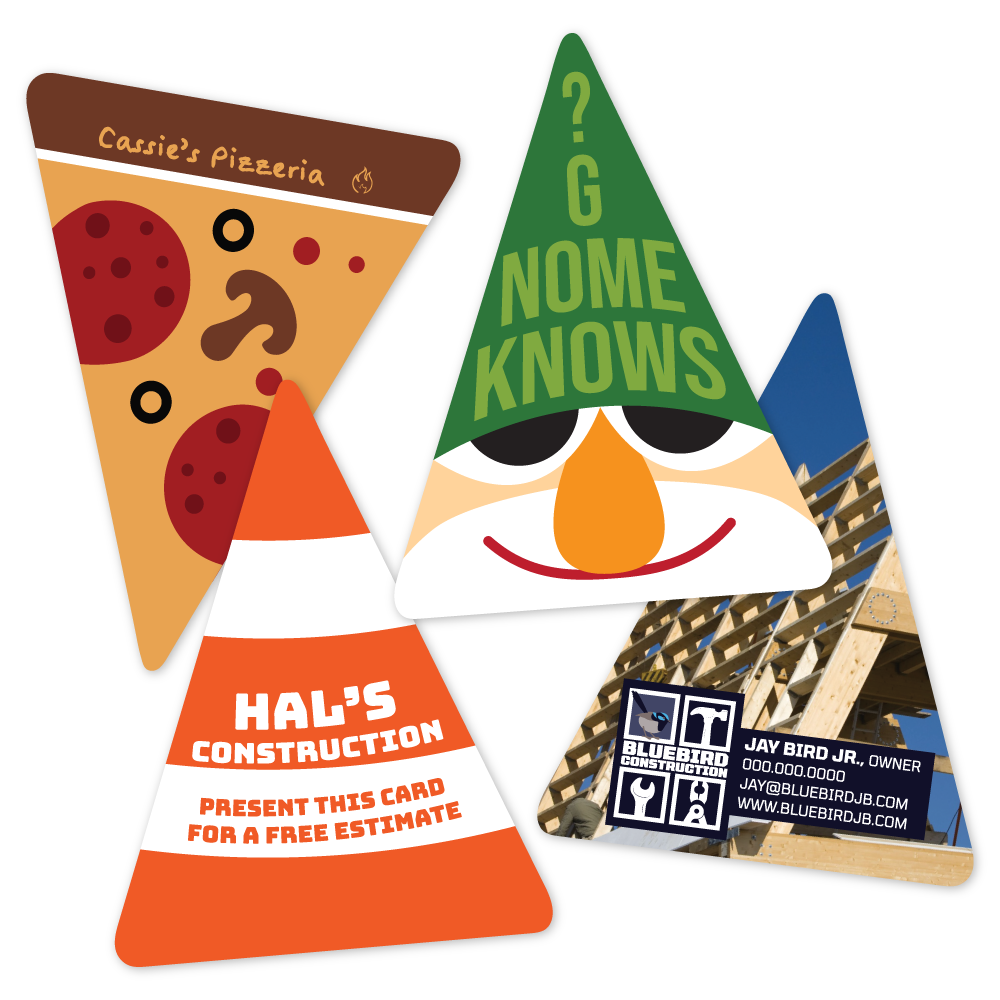 Custom Plastic 3.26" x 2.5" Triangle Cards