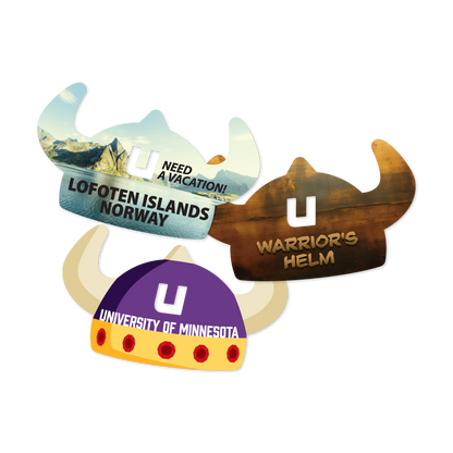 Custom Plastic 3" x 1.77" Viking Helmet with Punch-Out 'U' Cards