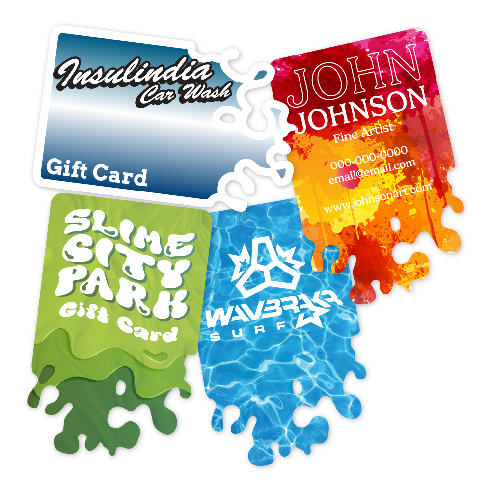 Custom Plastic 3.375" x 2.125" Water Splash Cards
