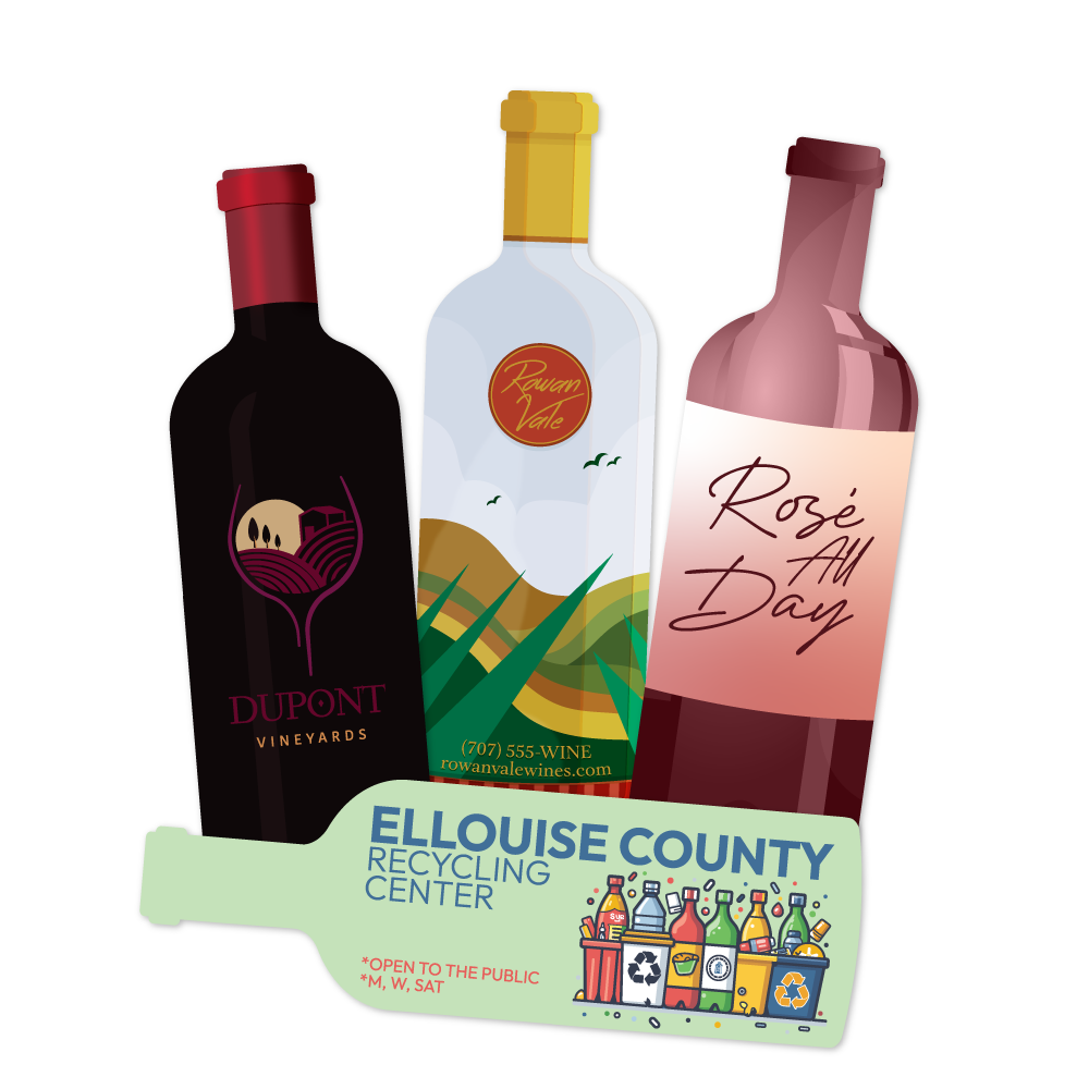 Custom Plastic 3.5" x 1.125" Wine Bottle Cards
