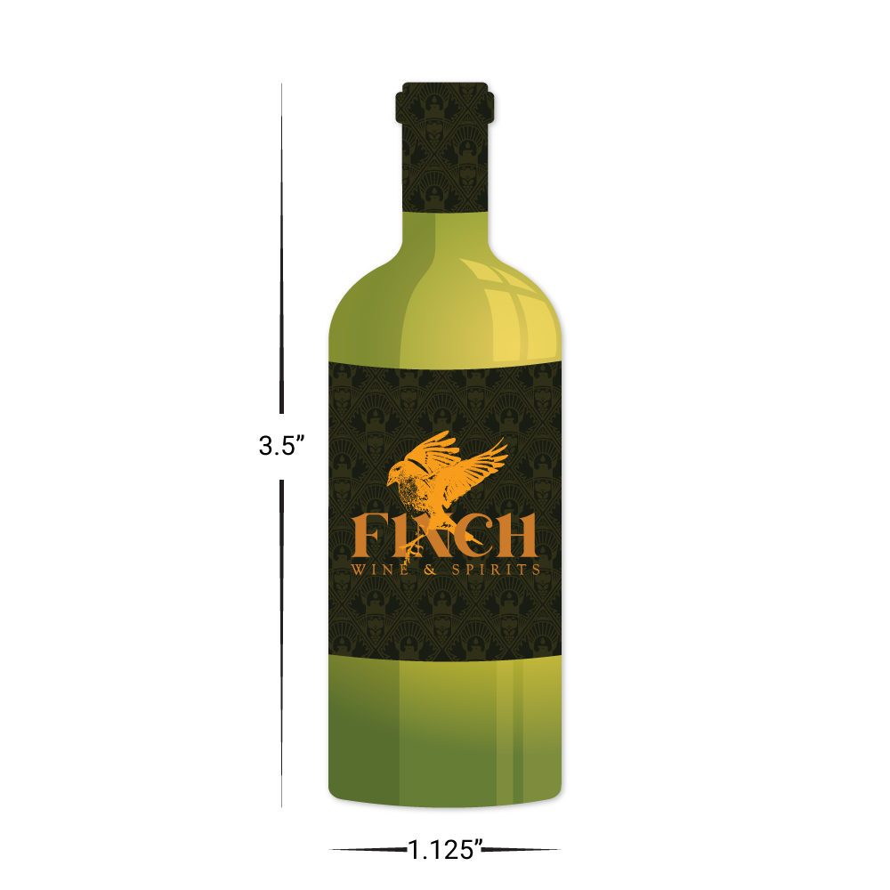 Custom Plastic 3.5" x 1.125" Wine Bottle Cards