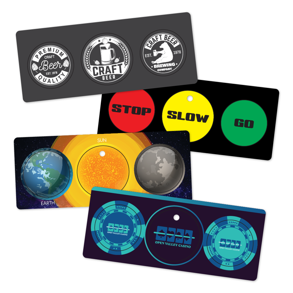 Custom Plastic 5.5" x 2.35" 3 Circle Punch-Out Key Tags Combo
