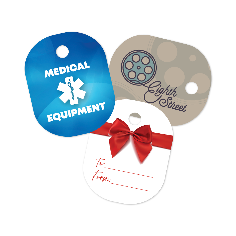Custom Plastic 1.25" x 1" Small Oval Key Tags