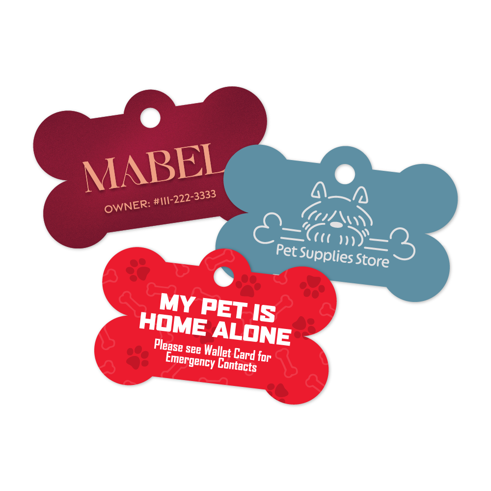 Custom Plastic 2" x 1.25" Extended Hole Bone Shape Key Tags