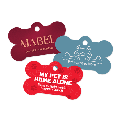 Custom Plastic 2" x 1.25" Extended Hole Bone Shape Key Tags
