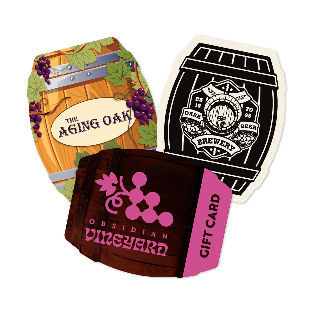 Custom Plastic 2.66" x 2.125" Barrel Shape Cards