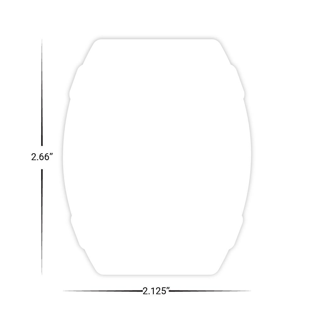 Custom Plastic 2.66" x 2.125" Barrel Shape Cards