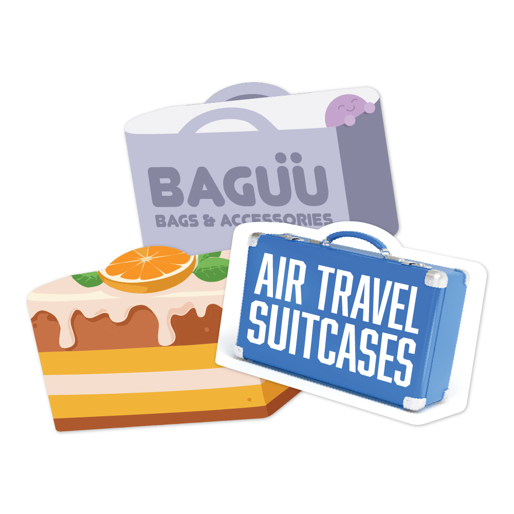 Custom Plastic 2.85" x 2.125" Suitcase Shape Cards