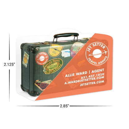 Custom Plastic 2.85" x 2.125" Suitcase Shape Cards