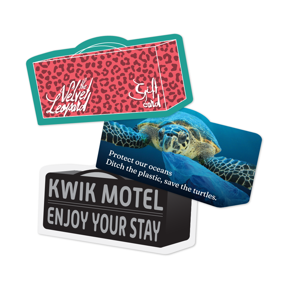 Custom Plastic 3.5" x 2" Suitcase Shape Cards