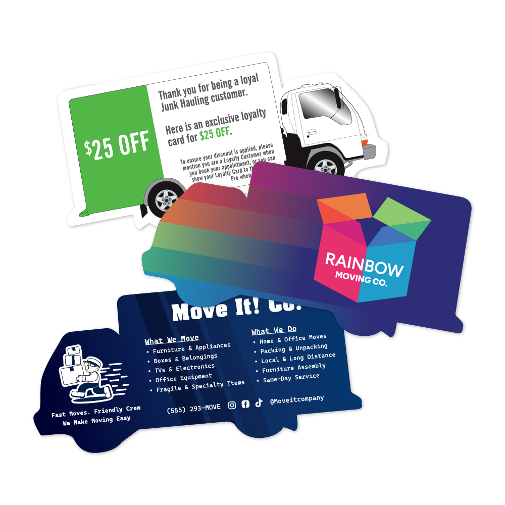 Custom Plastic 4.25" x 2" Truck Shape Cards