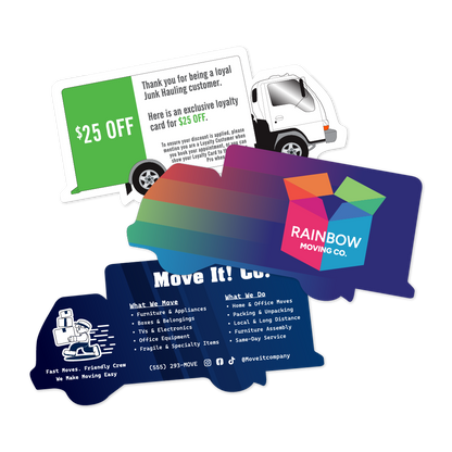 Custom Plastic 4.25" x 2" Truck Shape Cards