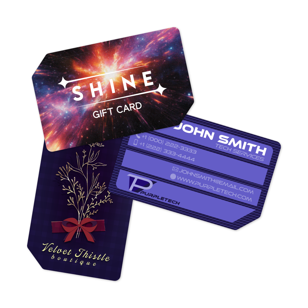 Custom Plastic 3.375" x 2.125" Two Clipped Corner Cards