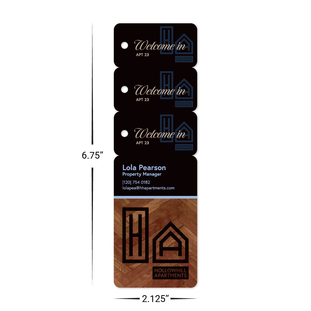 Custom Plastic 6.75" x 2.125" Card and 3 Key Tag Combo