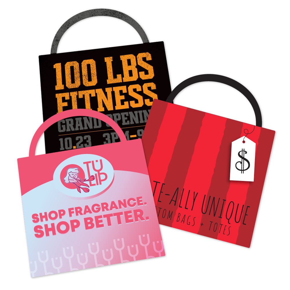 Custom Plastic 5.8" x 8.6" Large Bag Shape Cards
