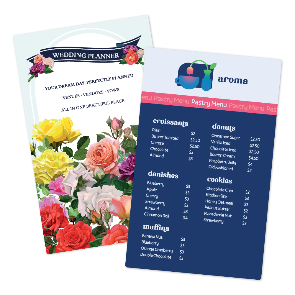 Custom Plastic 7.25" x 11.75" Large Menus