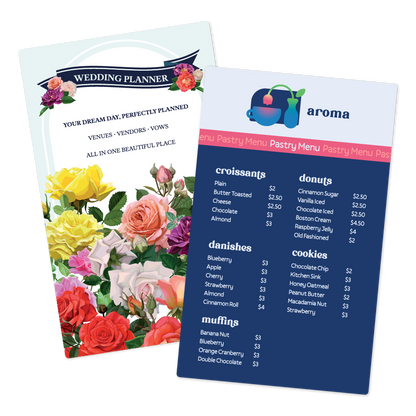 Custom Plastic 7.25" x 11.75" Large Menus