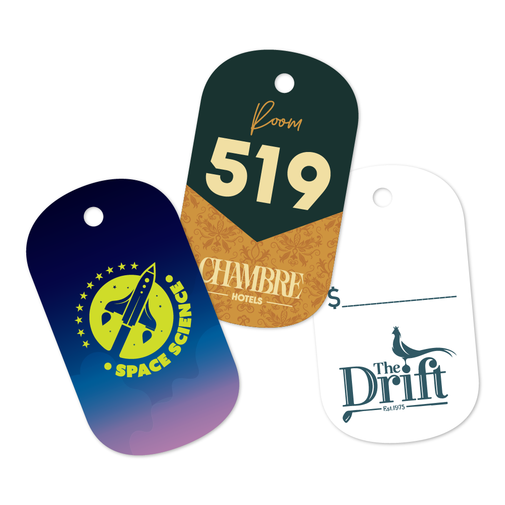 Custom Plastic 3.5" x 2" Dog Tag Shape Key Tags