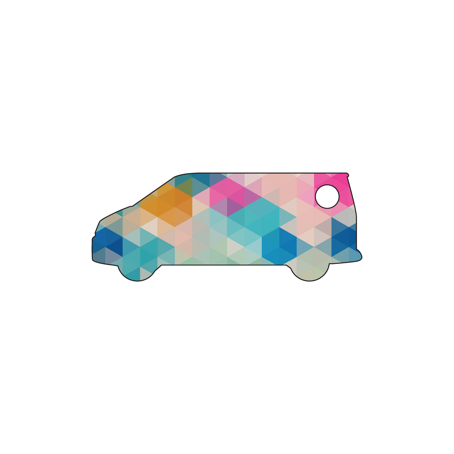 Custom Plastic 2.25" x 0.9" Van Shape Key Tags