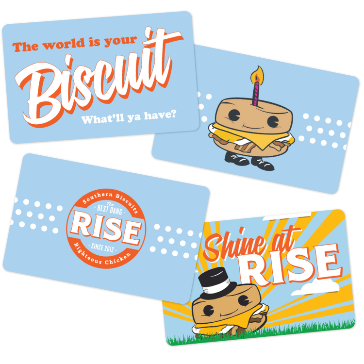 Rise Biscuits Gift Cards - 1000 Card Variety Pack