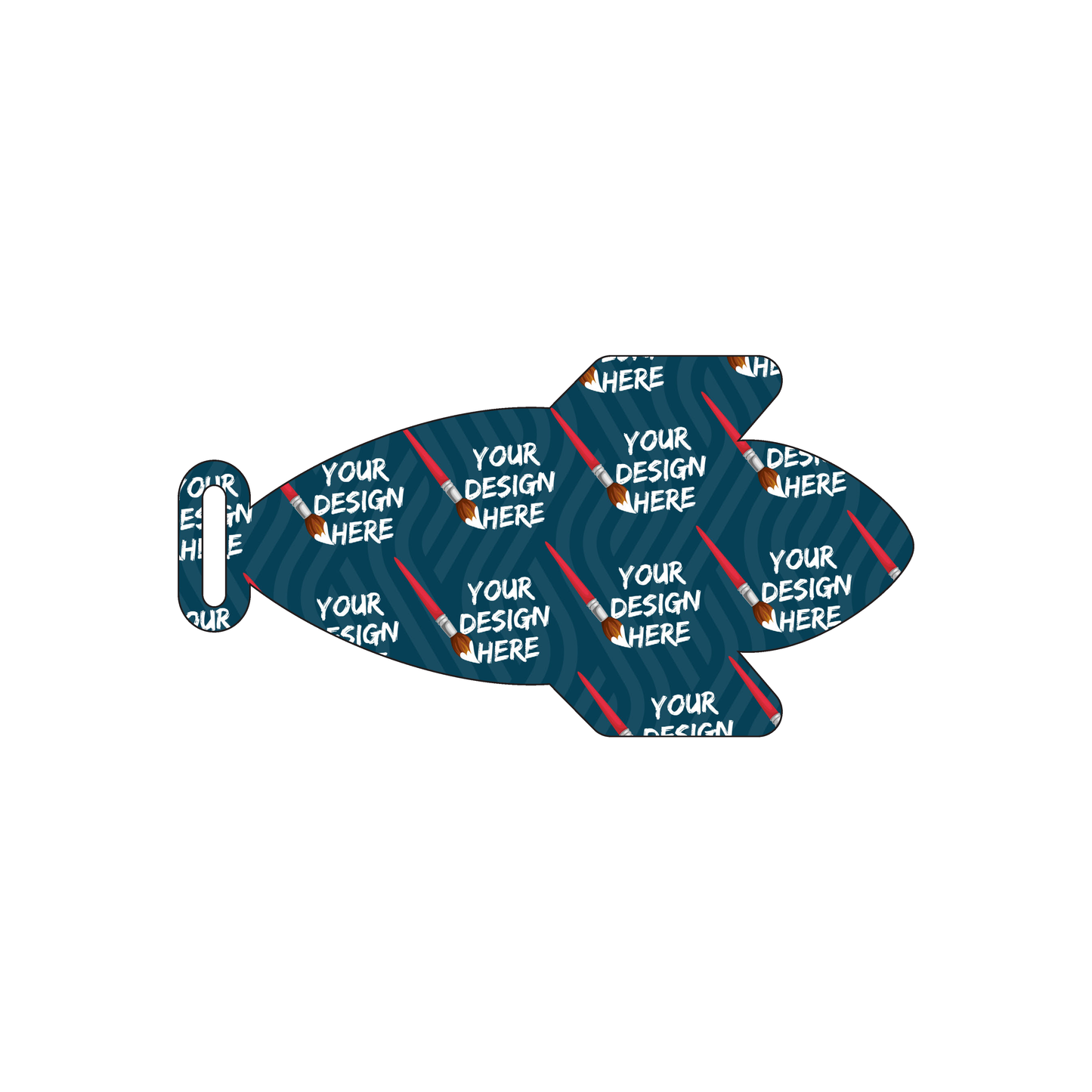 Custom Plastic 1.875" x 3.625" Rocket Ship Shape Luggage Tags