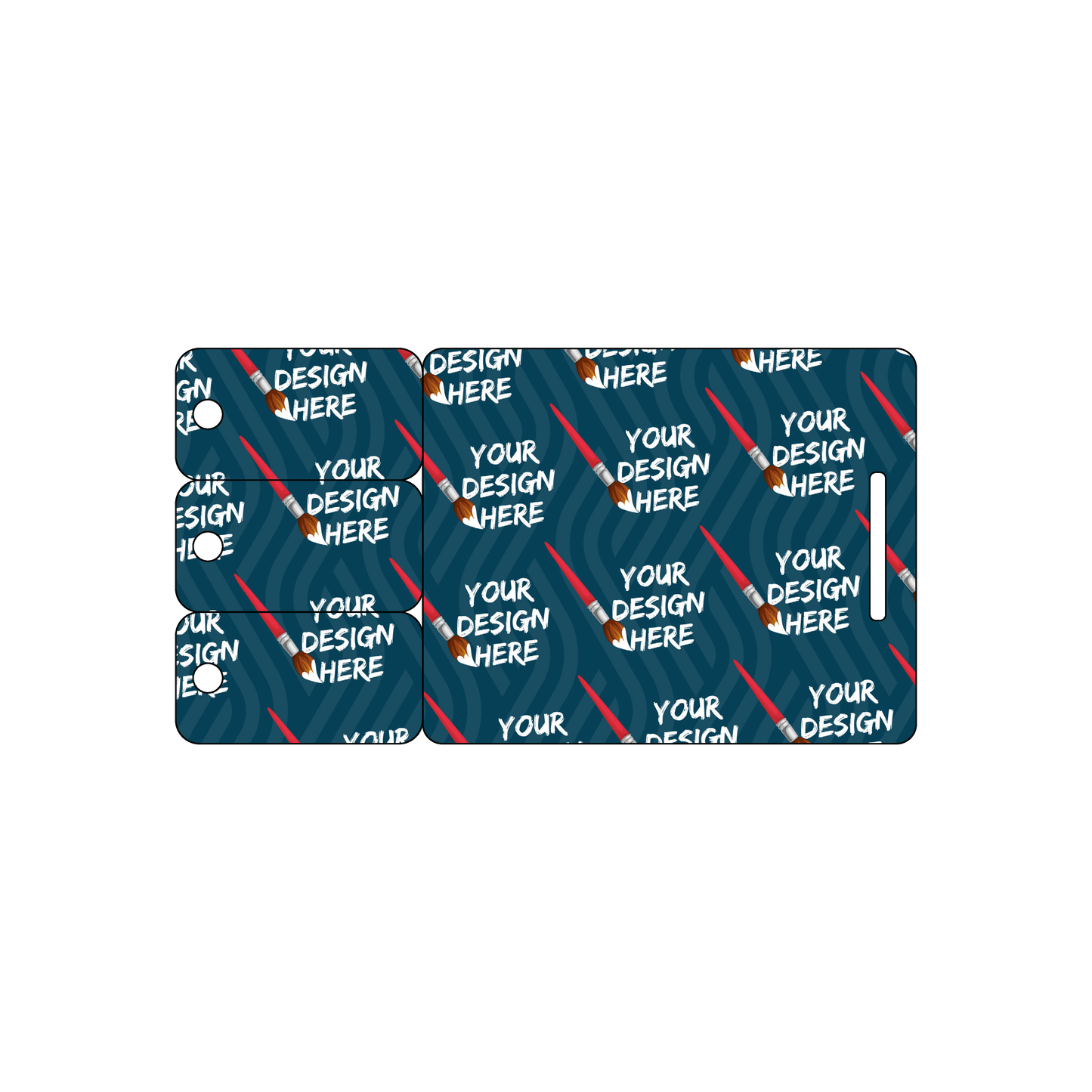 Custom Plastic 3.75" x 2" Badge and 3 Breakaway Key Tags Combo