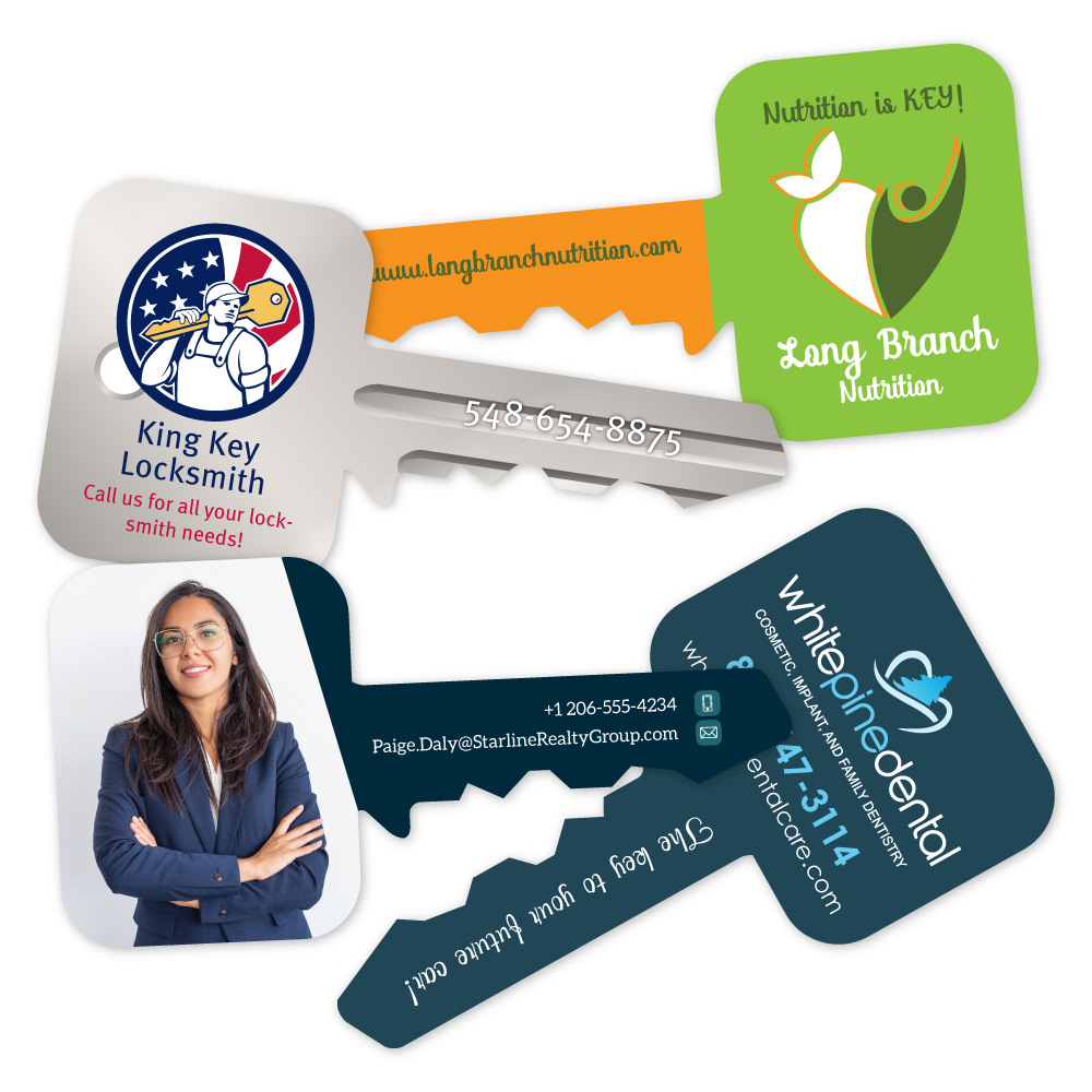Custom Plastic Business Cards - Key Shape