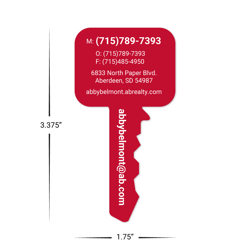 Custom Plastic Business Cards - Key Shape