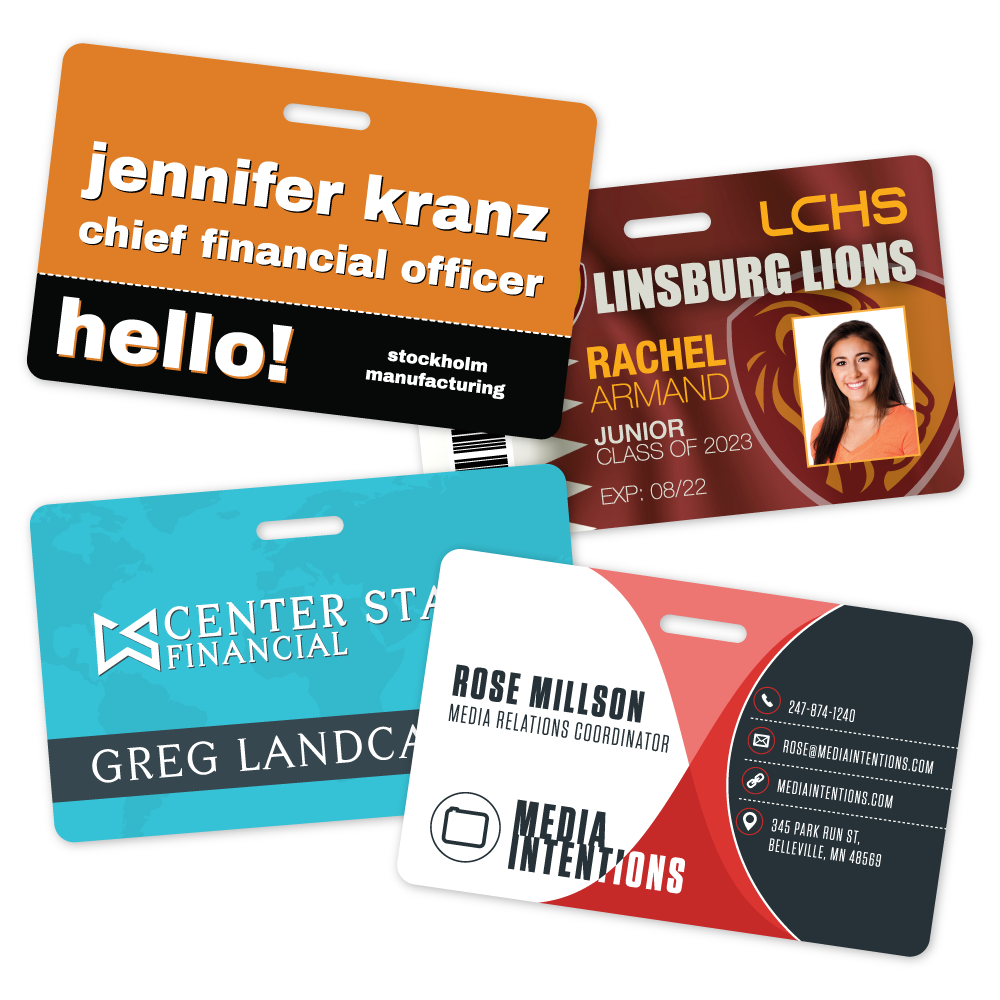 Custom ID Badges 3 375 X 2 125 Horizontal Shape Plastic Printers custom-id-badges-3-375-x-2-125-horizontal-shape-plastic-printers