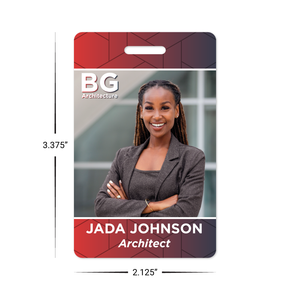 Custom ID Badges 3 375 X 2 125 Vertical Shape Plastic Printers Custom id badges 3 375 x 2 125 vertical shape plastic printers