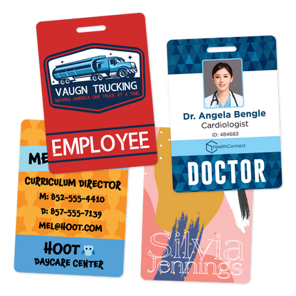Custom ID Badges - 3.5" x 2.5" Vertical Shape