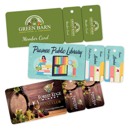 Custom Membership Cards - 3.375" x 2.125" Card + Two 1.125" x 2.125" Key Tags Shape
