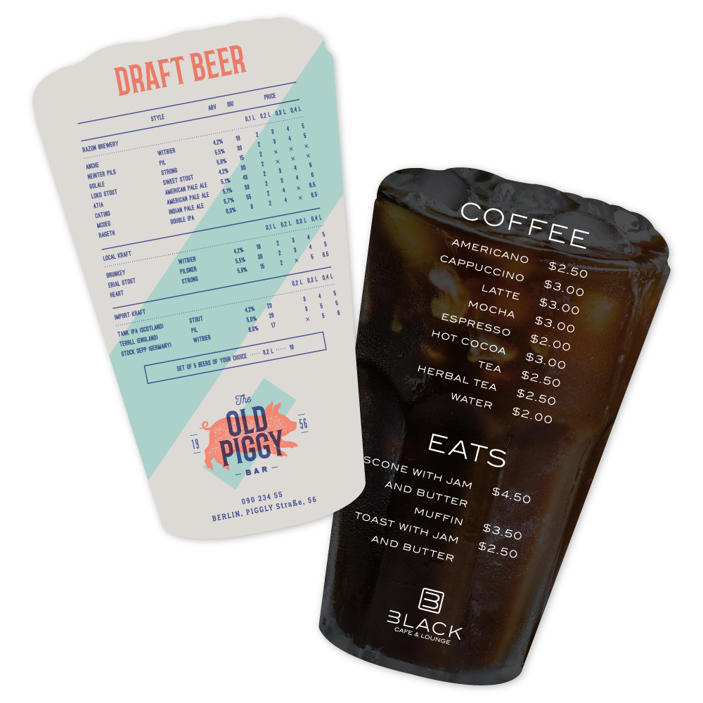 Custom Menus - Beer Glass Shape