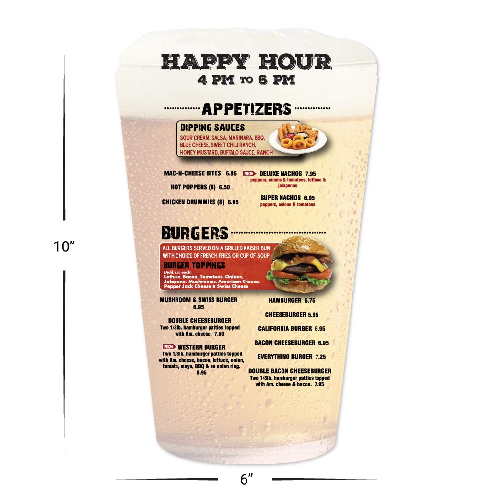Custom Menus - Beer Glass Shape