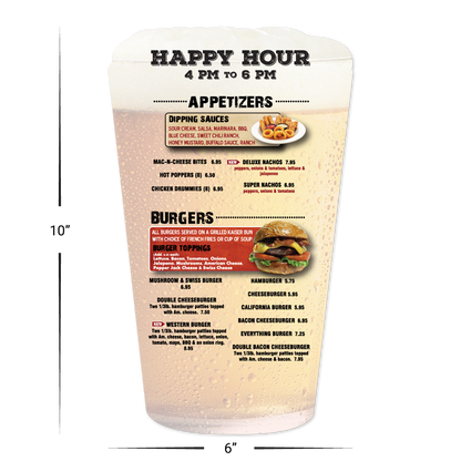 Custom Menus - Beer Glass Shape